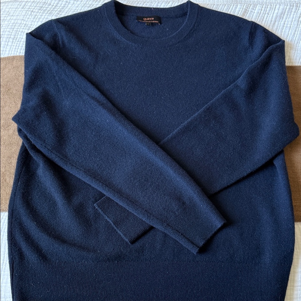 Quince Women’s Navy Cashmere Crewneck Sweater - Size L